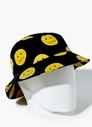 Airwalk Black And Yellow Happy Face Bucket Hat OSFA New In Package