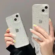 Star Glittering Clear Phone Case For iPhone 16, 16 Plus, 16 Pro, 16 Pro Max, 15, 15 Pro, 15 Pro Max, 14, 14 Plus, 14 Pro, 14 Pro Max, 13, 13 Pro, 13 Pro Max Transparent - iPhone 15 Pro Max