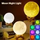 LED Night Light Moon Lamp 12CM Battery Powered With Stand Starry Lamp 7 Color