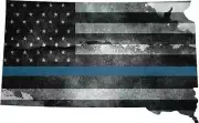 5" SD South Dakota Thin Blue Line Tattered American Flag Police Sticker
