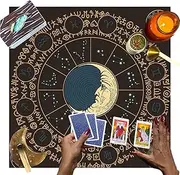 bellv Tarot Divinations Table Cloth - Comfortable Velvet Table Covers with Mysterious Tarot Design - Tarot Cards Play Mat for School, Game Room, Gathering, Camping, Team Activities