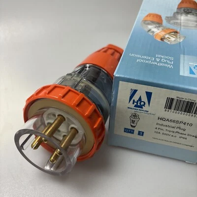 HQ 10 AMP 3 PHASE 4 Pin PLUG 10A MALE STRAIGHT IP66 WEATHERPROOF SAA HQA66SP410