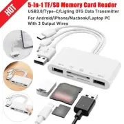5-in-1 USB 3.0 OTG Memory Card Reader SD TF Adapter for iPhone iPad Type-C
