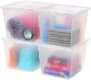 USA 36 Qt Clear Storage Box, BPA-Free Plastic Stackable Bin with Lid, 4 Pack,...