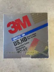 3M Formatted IBM High Density DS, HD 3.5" 10 Diskettes Assorted Color SEALED