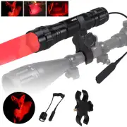 500Yards LED Flashlight Torch Night Hunting Red Light,Remote Switch Scope Mount