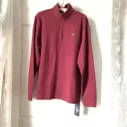 New Vineyard Vines cotton Men's stripe Quarter Zip Pullover top Burgundy Size M