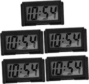 Mobestech 5pcs Car Digital Clock Portable Digital Display Automotive Dashboard Clock Car Decor Desk Clock Mini Digital Clock Monitor Clock for Car Dash Auto Dashboard Clock Plastic Black