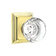 Emtek Georgetown Crystal Door Knob Privacy Set Wilshire Rosette Polished Brass