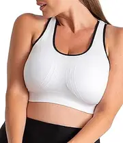 [SHAPERMINT] Seamless Racerback Wireless Sports Bra for Women with Removable Cups | Low Compression Womens Workout Tops