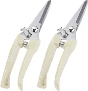 BUGUI Straight Blade Garden Scissors - 2 Pack, Ultra Lightweight Hand Clippers, Sharp Gardening Tools for Cutting Flowers, Trimming Plants, Harvesting Herbs, Fruits & Vegetables...