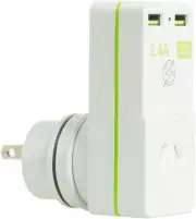 Korjo JP USB Power Adaptor, 2X USB Sockets, 1x S/NZ Socket, for Japan, White