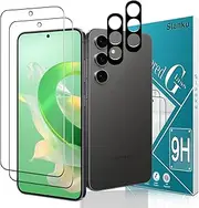 [Slanku] [2+2 Pack] Screen Protector for Samsung Galaxy S24 FE 5G Tempered Glass and Camera Lens Protector, 9H Hardness, HD Clear, Bubble Free, Case Friendly