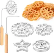 DJAPWPX-6Pcs Waffle Rosettes Molds, Aluminum Alloy Rosettes Cookie Molds, Easy to Use Waffle Rosette Maker, Comfortable Rosette Maker Safe Reliable Waffle Rosette Maker Suitable for Baking
