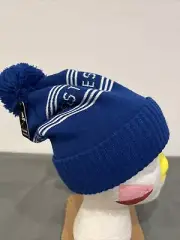 ADIDAS POM BEANIE Three Stripes Brand Winter Knit Hat Blue YOUTH NEW