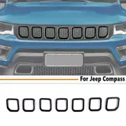 Car Front Grille Grill Cover Trim For 22-25 Jeep Compass Accessories Gloss Black (for: Jeep)