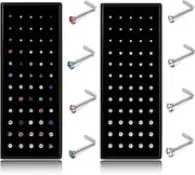 [Sanfenly] 60-240Pcs Hypoallergenic Nose Studs for Women Men 316L Stainless Steel CZ Nose Piercing Jewelry L Shaped Nose Rings Bone Studs Screw Piercing 20G-22G 1.5mm 2mm 2.5mm 3mm