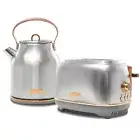 Haden Heritage 2 Slice Wide Slot Toaster & Electric Water Kettle, Steel & Copper