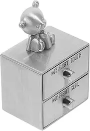 Alipis Infant Fetal Hair Tooth Box Metal Storage Ring Organizer Metal Trinket Box