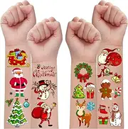 Leesgel Pack of 140 Christmas Tattoos, Children's Advent Calendar 2022 Children's Filling, Christmas Tattoos, Temporary Tattoos, Children's Tattoos, Boys, Girls, Children's Christmas Decoration