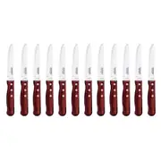 Tramontina Churrasco Red Steak Knife Round Tip Wide Blade Set 12