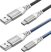 5m USB C Cable for PS5 DualSense Controller, Fasgear 2-Pack Super Long 3A Fast Charging Type-C Cords Durable Nylon Braided Compatible for Switch, Galaxy S20 Ultra/S10 Plus/S9/Note 8(16ft, Black Blue)