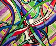 Original Art On 16x16 Canvas Psychedelic Abstract Modern, Medium-sharpies