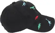 [Toyvian] Baseball Cap Adjustable Outdoor Sun Hat for Breathable Peaked Cap with Cute Dinosaur Print for Summer Activities and Casual Wear Black