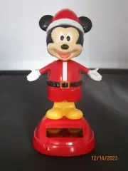 Solar Disney Christmas Mickey Mouse in Santa Suit Bobble Head red decorative