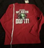 Dear Santa My Sister Did It Boys Shirt Size 18