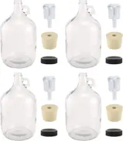 1 Gallon Glass Fermenting Jug with Handle, 6.5 Rubber Stopper, 2-Piece Airlock,