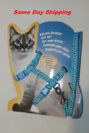 Cat Kitty Harness and Bungee Leash for Cats Blue Medium New! - SAME DAY SHIPPING