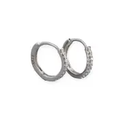 ANYCO Earrings White Zircon Hoops Huggies Loops Clips Rock Punk Women Piercing Jewelry Accessories Sterling Silver