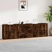 Sideboards Set of 3, Smoked Oak Engineered Wood Storage Cabinets for Hallway, Living Room Organization, Display Furniture