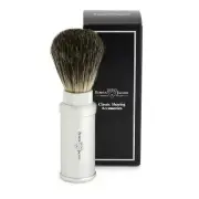 Edwin Jagger Travel Size Silver Aluminum Pure Badger Shave Brush