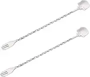 ABOOFAN 2pcs Cocktail Stirrers Forks Stylish Skeleton Muddle Bartending Tools for Bars Tea Shops