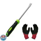 Jiozermi 1 Pieces Hand Weed Puller Tool with Gloves, Stainless Steel Pronged
