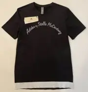 Adidas x Stella McCartney Womens Logo Performance T-Shirt Blk FS7575 Sz X-Small