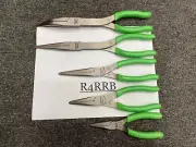 Snap-On Tools NEW 5 PIECE GREEN Soft Grip LONG Neck Needle Nose Pliers Lot Set