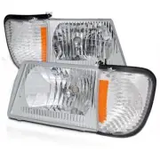 92-04 Ford Econoline Van Headlight Headlight +Corner Chrome Housing Crystal Lens (for: Ford)