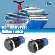 2pcs 16mm Car Interior Momentary Push Button Metal Switch AC 12-24V White Light