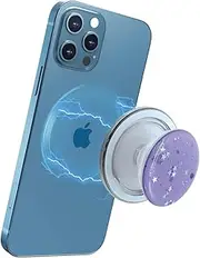 Magnetic Phone Grip Ring Holder – Adjustable, Removable, Strong Magnetic Suction – Compatible with MagSafe & All Devices – Purple Glitter