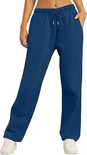 [Generic] Wide Leg Sweatpants Women's Causal Drawstring High Waist Baggy Sweat Pants Straight Leg Lightweight Yoga Pants