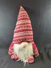 Red Christmas Gnome Holiday Plush Decoration Bean Bag Weighted Base 17" Decor