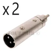 2 Pack Lot - 3-Pin XLR Male to RCA Plug Audio Cable Microphone Mic DJ Adapter