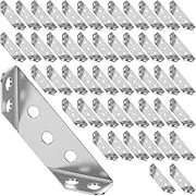 50Pcs Furniture Corner Connector Stainless Steel Angle Corner Bracket Universal Triangle Corner Brace Multifunctional Shelf Support Frame Fastening Connector for Cabinet Chair(Silver)