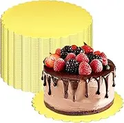 50 Pack Gold Cake Boards, Round Cake Circles, Corrugated Paper Cake Base Cardboard, Reusable Dessert Display Base Plate for Displaying Cakes (8in)