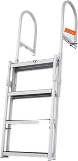 Swimming Pools 4/5 Steps Retractable Dock Ladder 350Lbs Adjustable Total Height Swim Ladder with Rubber Mat Pool Cover(4 Steps)