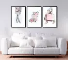 Set of 3 Modern Fashion Art Print, Fashion Art Print Paris Art