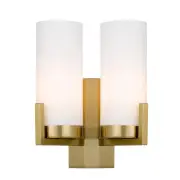 Eamon 2 Lights Wall Light, Brass, Opal Matte